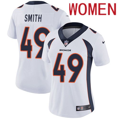 Women Denver Broncos #49 Dennis Smith White Nike Vapor Limited NFL Jersey